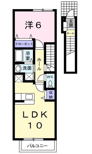 リトリートY(1LDK/2階)の間取り写真