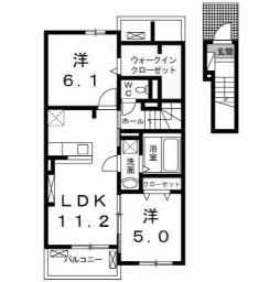 コスモス A(2LDK/2階)の間取り写真