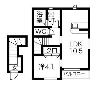 DANCUORE(1LDK/2階)の間取り写真