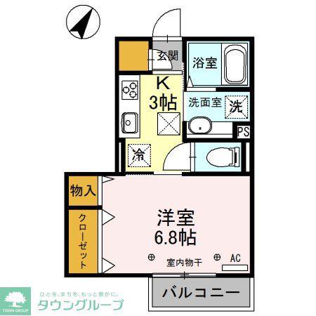 スカイヒルズS(1K/1階)の間取り写真
