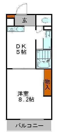 パークサイド姫路(1DK/1階)の間取り写真
