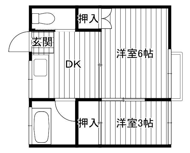 国立第2グリーンコーポ(2DK/1階)の間取り写真