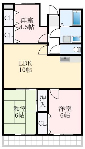 ラフィーネ壱番館(3LDK/3階)の間取り写真
