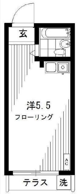 フラット中野(ワンルーム/1階)の間取り写真