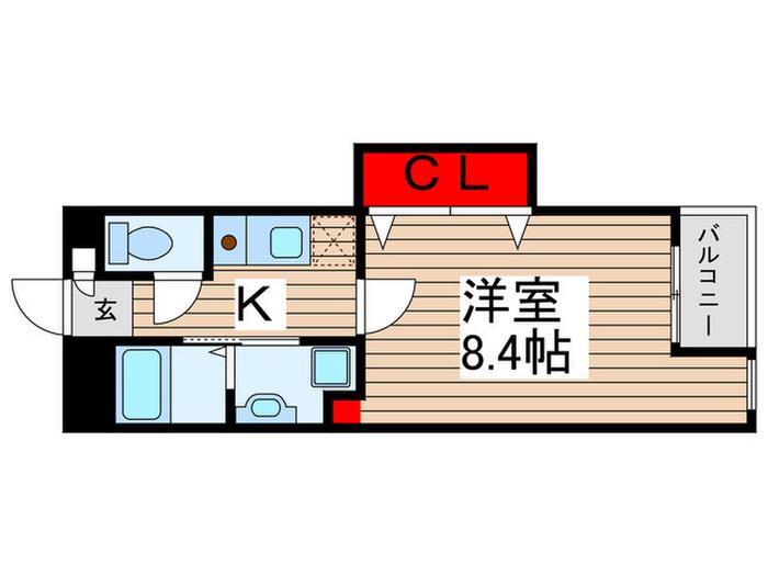 フレアコートAKIMOTO(1K/4階)の間取り写真