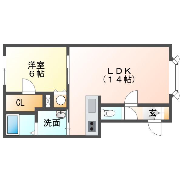 クリークビレッジIII(1LDK/2階)の間取り写真