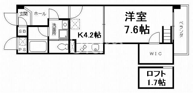 ウイングヒルズ京都南(1K/6階)の間取り写真