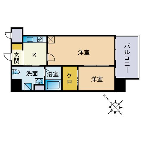 グランフォーレ薬院南(2K/3階)の間取り写真