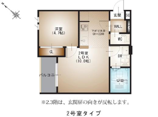REGALEST 牛田本町(1LDK/2階)の間取り写真