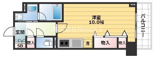 エスリード長堀タワー(ワンルーム/9階)の間取り写真