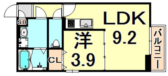 NKクレール塚口(1LDK/2階)の間取り写真