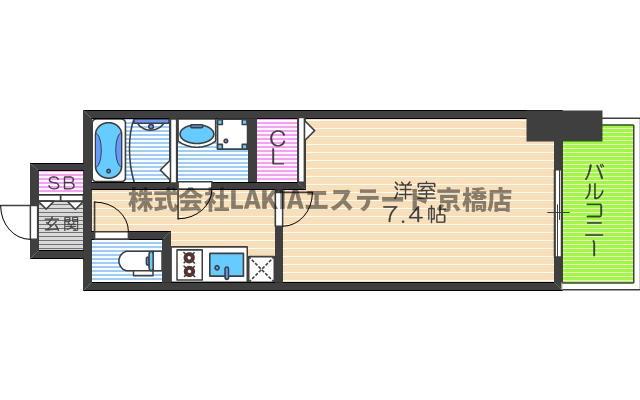 レジュールアッシュ京橋(1K/2階)の間取り写真