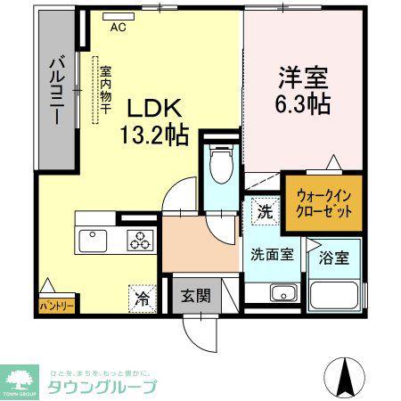 ソレイユ A(1LDK/2階)の間取り写真
