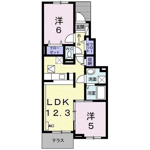 プライムガーデン A(2LDK/1階)の間取り写真
