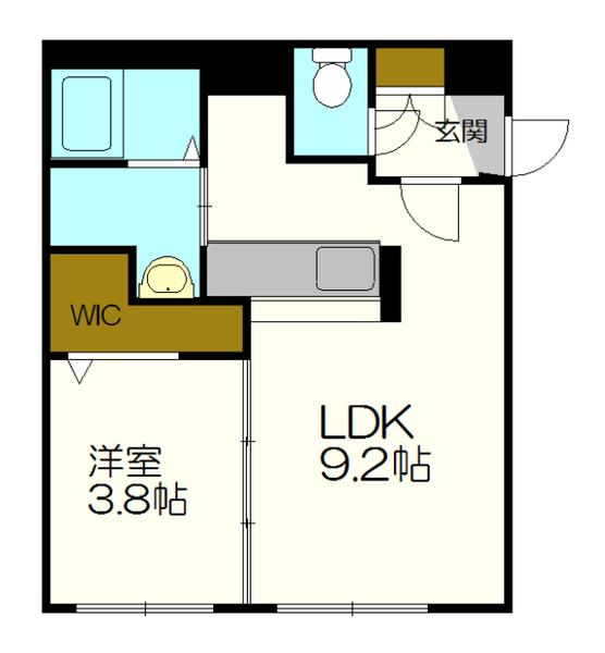 テラン厚別(1LDK/3階)の間取り写真