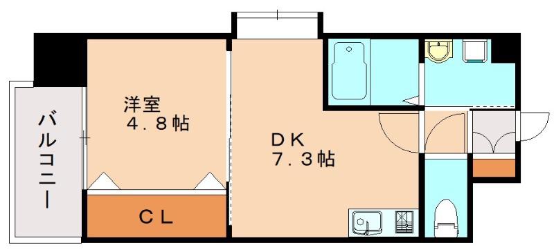 ギャラン力丸(1DK/6階)の間取り写真