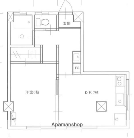 第3田畑ビル(1DK/3階)の間取り写真