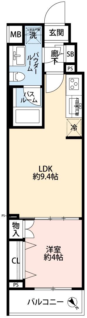 ファインスクェア新横浜(1LDK/3階)の間取り写真