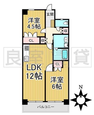 H・S TOWN(2LDK/2階)の間取り写真