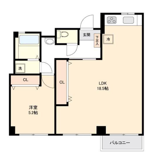 板橋区上板橋駅マンション(1LDK/4階)の間取り写真