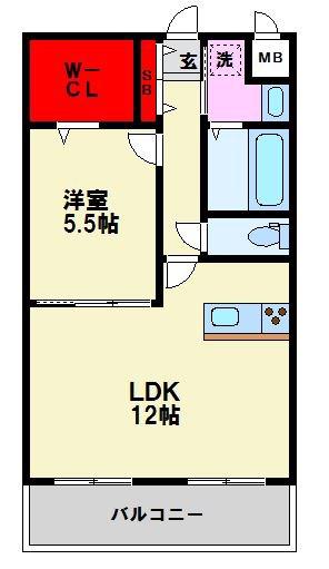 オークランセル那の川(1LDK/7階)の間取り写真