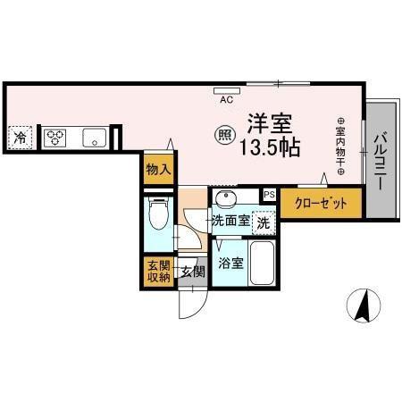アペルタ(ワンルーム/2階)の間取り写真