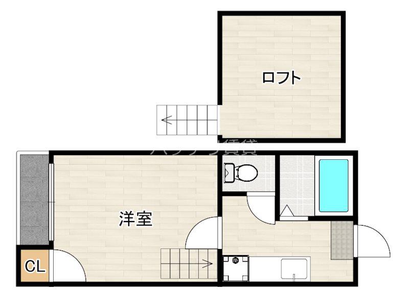 ピュア箱崎(1K/2階)の間取り写真
