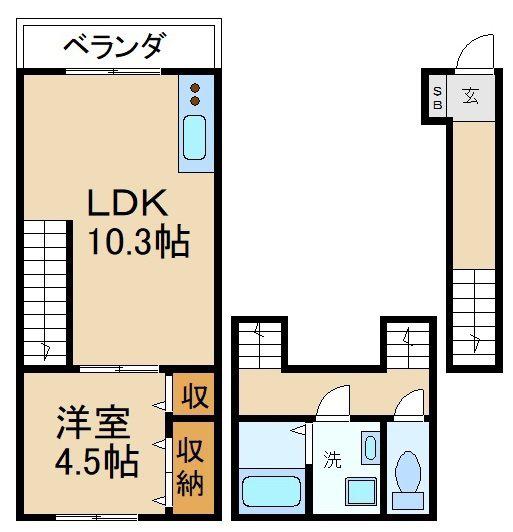 カーサ・ホライゾン香里園(1LDK/3階)の間取り写真