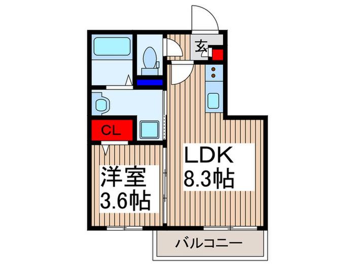 エムシティ戸田(1LDK/3階)の間取り写真
