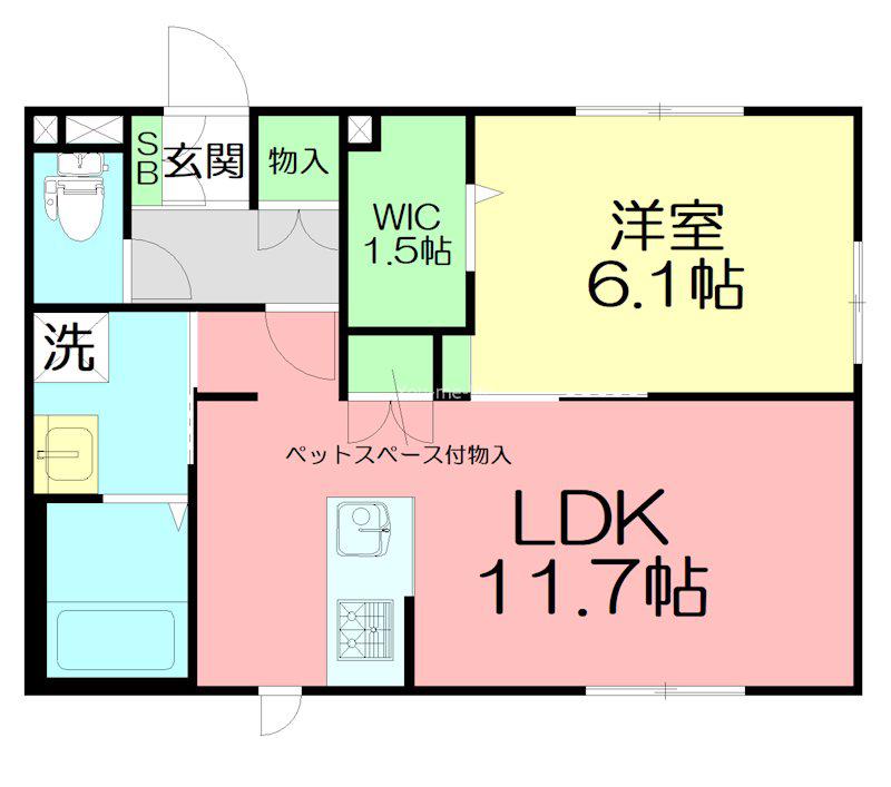 GRACIEUXSE 湘南 ウエスト(1LDK/1階)の間取り写真