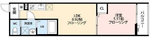 立川セイワレジデンスⅡ(1LDK/2階)の間取り写真