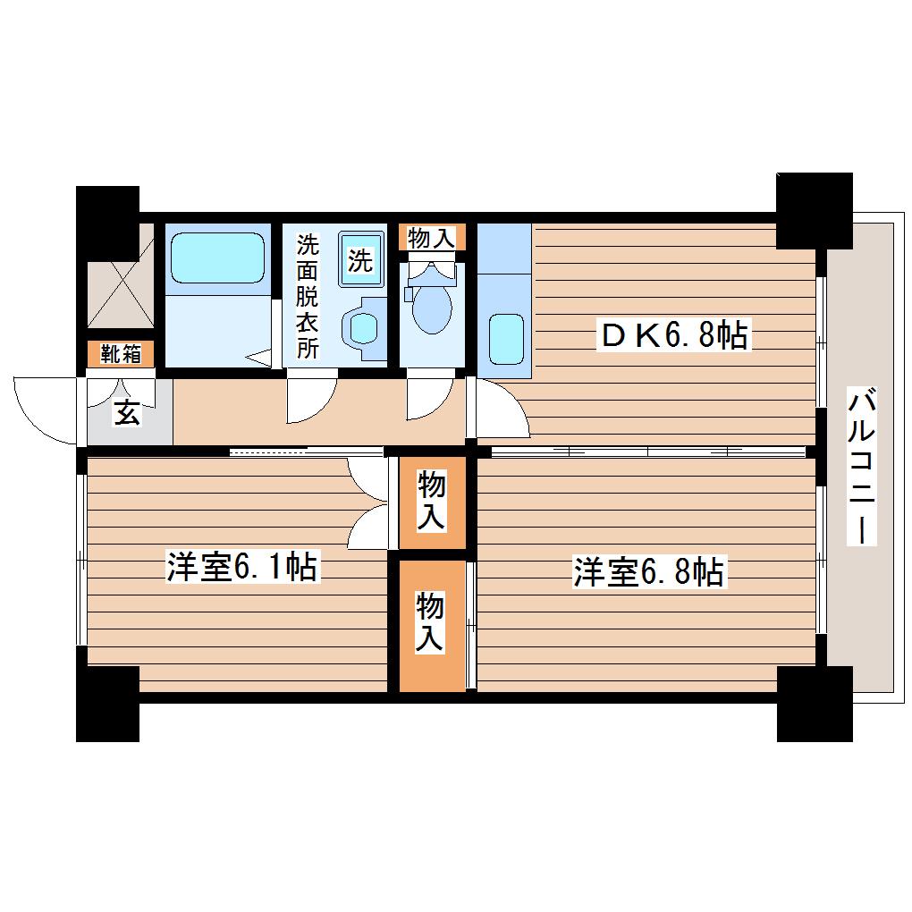 リビングステージ南仙台(2DK/3階)の間取り写真