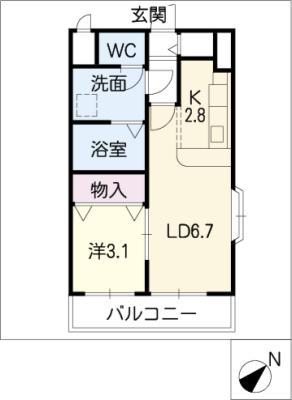 SEPIA COAT(1LDK/2階)の間取り写真