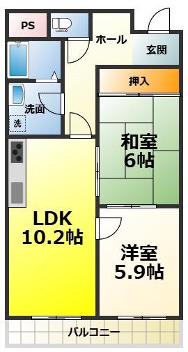 メゾン・ロゼ(2LDK/3階)の間取り写真