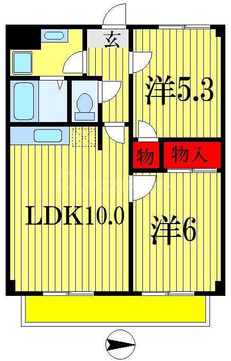 ピュアパレス・H1(2LDK/1階)の間取り写真