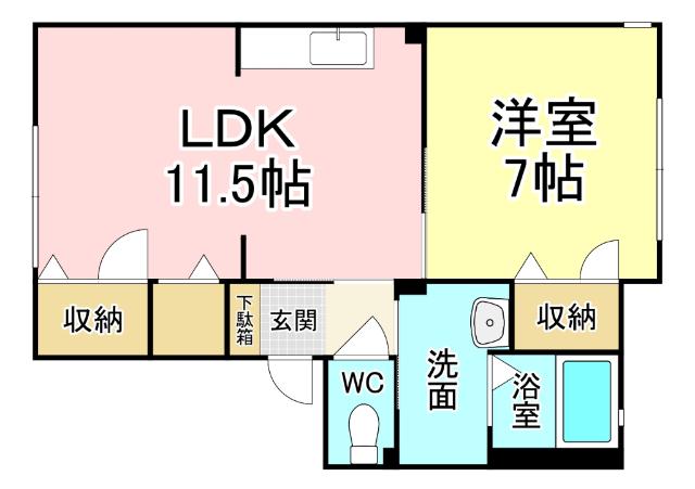 アコール  I棟(1LDK/1階)の間取り写真