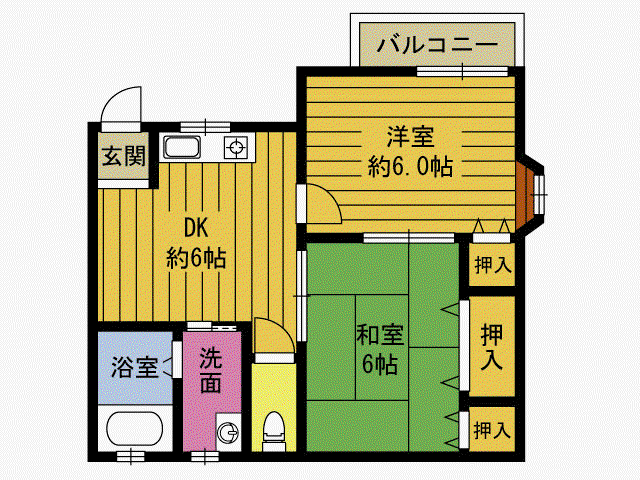 ブリリアント21(2DK/1階)の間取り写真