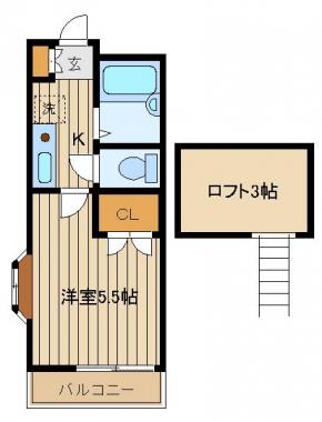 クレール吉本(1K/2階)の間取り写真