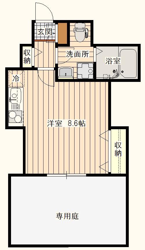 GLANZ一橋学園(ワンルーム/1階)の間取り写真