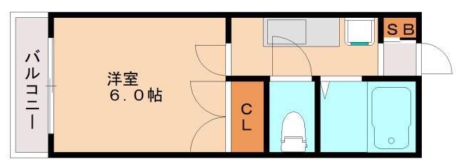 デュエル折尾(1K/1階)の間取り写真