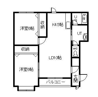 ミレニアム324(2LDK/1階)の間取り写真