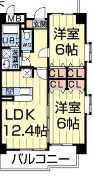 マーベラス近見(2LDK/4階)の間取り写真