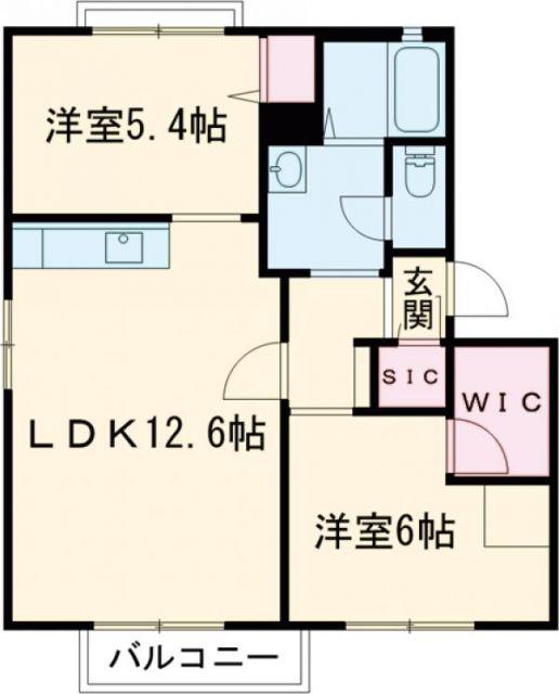 サンシャインII B(2LDK/1階)の間取り写真