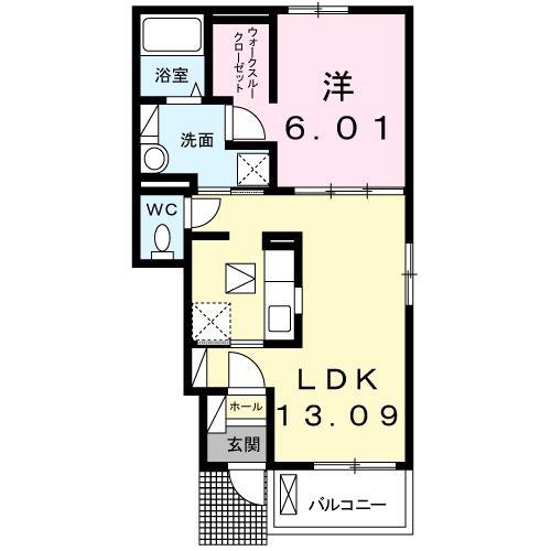 メゾン カンパーニュ II(1LDK/1階)の間取り写真