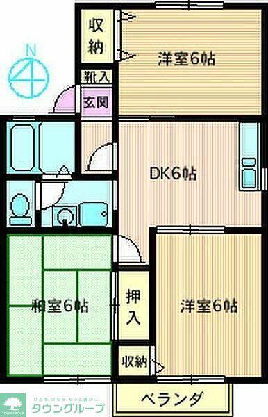 ポルシェ海老名(3DK/2階)の間取り写真
