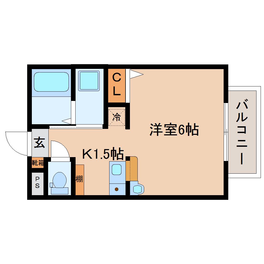 グリシーヌ(ワンルーム/1階)の間取り写真