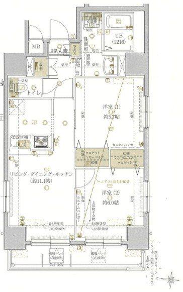 ライジングプレイス浅草イースト(2LDK/8階)の間取り写真