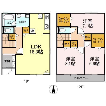 カーサベルデVIB棟(3LDK/1階)の間取り写真