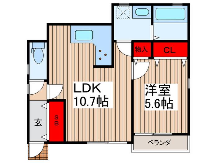 桜田1丁目 1階(1LDK/1階)の間取り写真