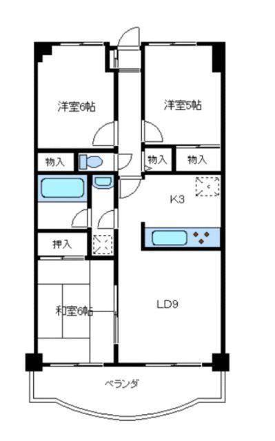 アムール新川崎(3LDK/2階)の間取り写真